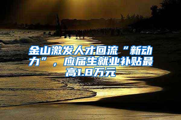 金山激发人才回流“新动力”，应届生就业补贴最高1.8万元