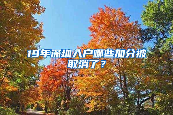 19年深圳入户哪些加分被取消了？