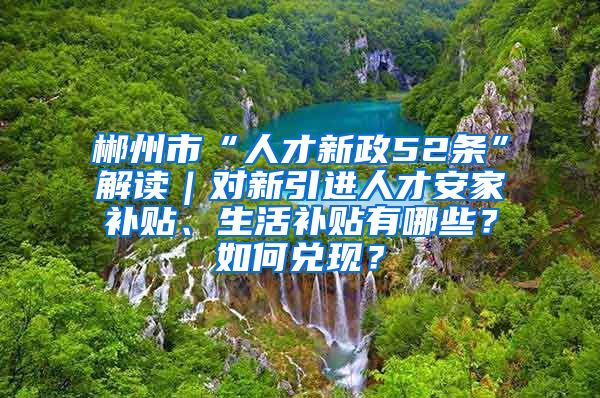 郴州市“人才新政52条”解读｜对新引进人才安家补贴、生活补贴有哪些？如何兑现？