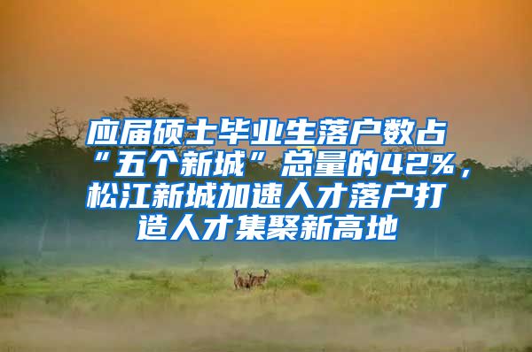 应届硕士毕业生落户数占“五个新城”总量的42%，松江新城加速人才落户打造人才集聚新高地