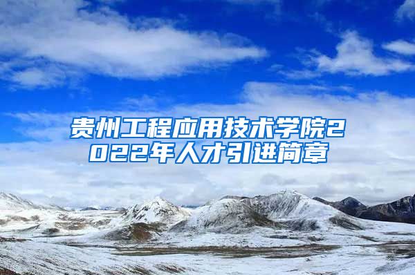 贵州工程应用技术学院2022年人才引进简章