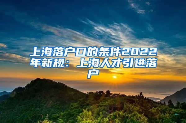 上海落户口的条件2022年新规：上海人才引进落户