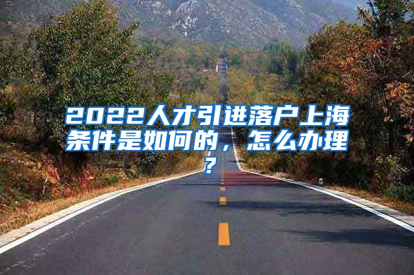 2022人才引进落户上海条件是如何的，怎么办理？