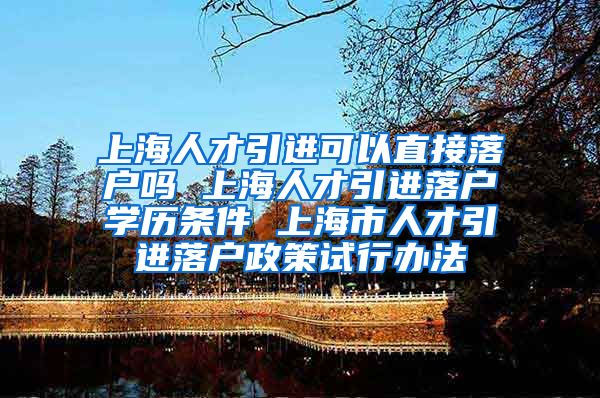 上海人才引进可以直接落户吗 上海人才引进落户学历条件 上海市人才引进落户政策试行办法