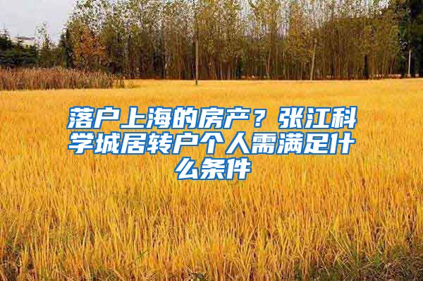 落户上海的房产？张江科学城居转户个人需满足什么条件