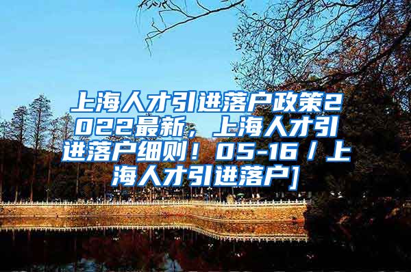 上海人才引进落户政策2022最新，上海人才引进落户细则！05-16／上海人才引进落户]