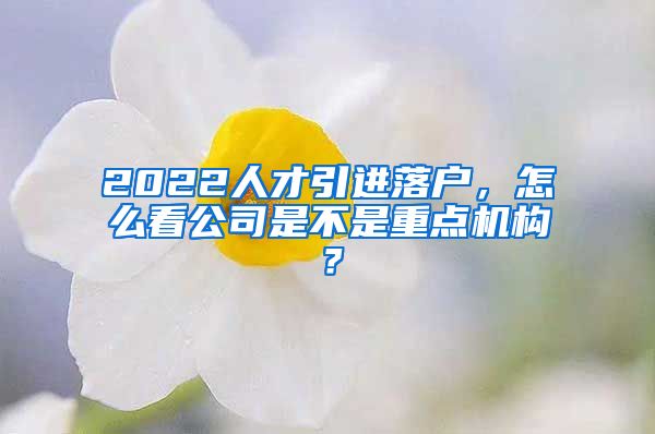 2022人才引进落户，怎么看公司是不是重点机构？