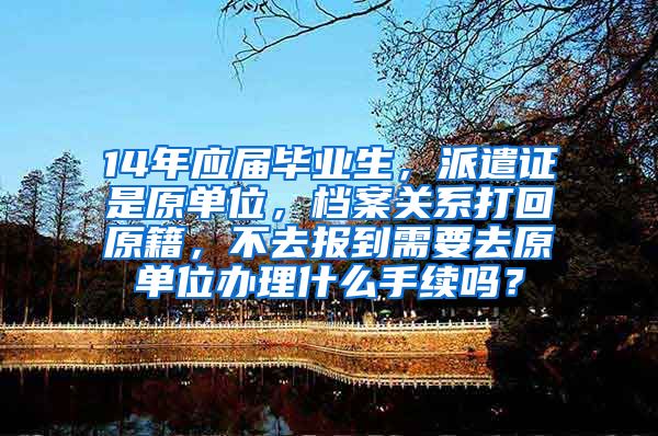 14年应届毕业生，派遣证是原单位，档案关系打回原籍，不去报到需要去原单位办理什么手续吗？