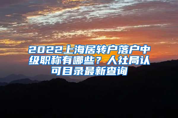 2022上海居转户落户中级职称有哪些？人社局认可目录最新查询