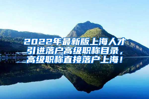 2022年最新版上海人才引进落户高级职称目录，高级职称直接落户上海！