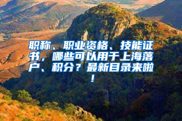 职称、职业资格、技能证书，哪些可以用于上海落户、积分？最新目录来啦！