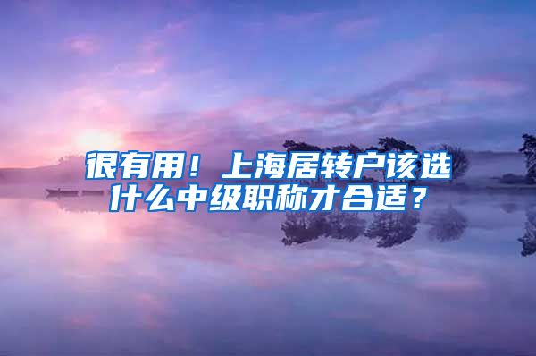 很有用！上海居转户该选什么中级职称才合适？