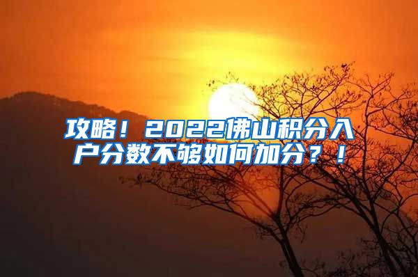 攻略！2022佛山积分入户分数不够如何加分？！