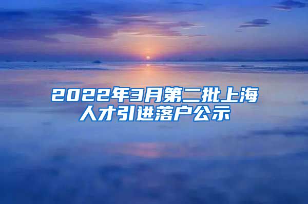 2022年3月第二批上海人才引进落户公示