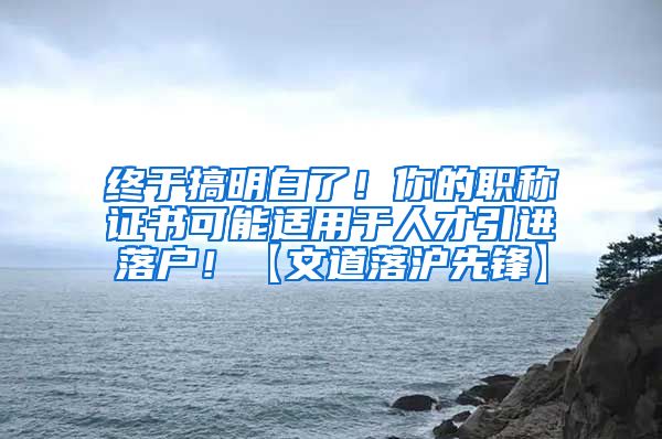 终于搞明白了！你的职称证书可能适用于人才引进落户！【文道落沪先锋】