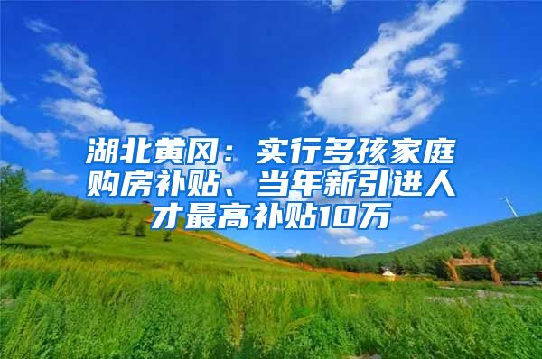 湖北黄冈：实行多孩家庭购房补贴、当年新引进人才最高补贴10万