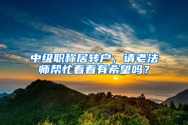 中级职称居转户，请老法师帮忙看看有希望吗？