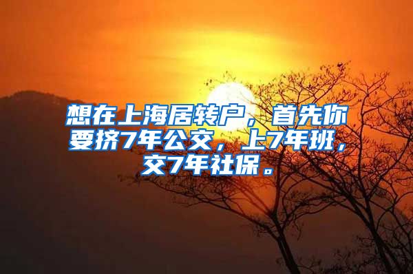 想在上海居转户，首先你要挤7年公交，上7年班，交7年社保。