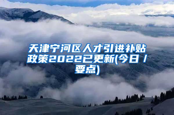 天津宁河区人才引进补贴政策2022已更新(今日／要点)