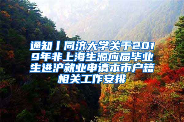 通知丨同济大学关于2019年非上海生源应届毕业生进沪就业申请本市户籍相关工作安排