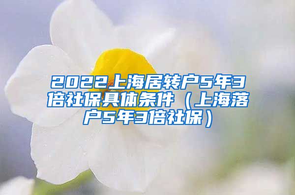 2022上海居转户5年3倍社保具体条件（上海落户5年3倍社保）