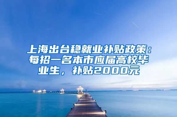 上海出台稳就业补贴政策：每招一名本市应届高校毕业生，补贴2000元