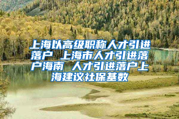 上海以高级职称人才引进落户 上海市人才引进落户海南 人才引进落户上海建议社保基数