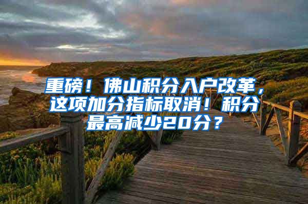 重磅！佛山积分入户改革，这项加分指标取消！积分最高减少20分？