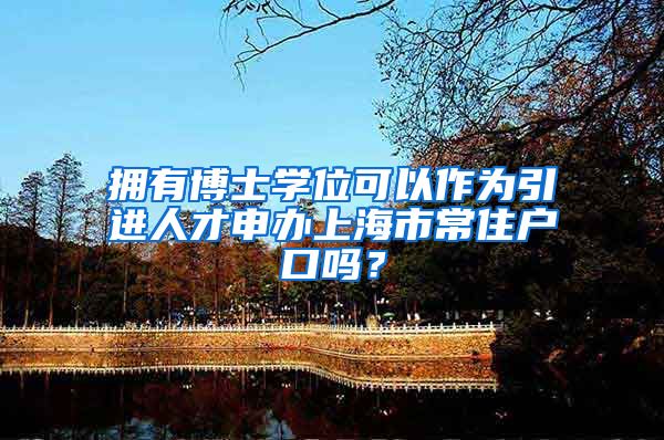 拥有博士学位可以作为引进人才申办上海市常住户口吗？