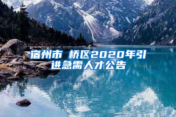 宿州市埇桥区2020年引进急需人才公告