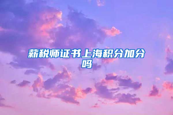 薪税师证书上海积分加分吗