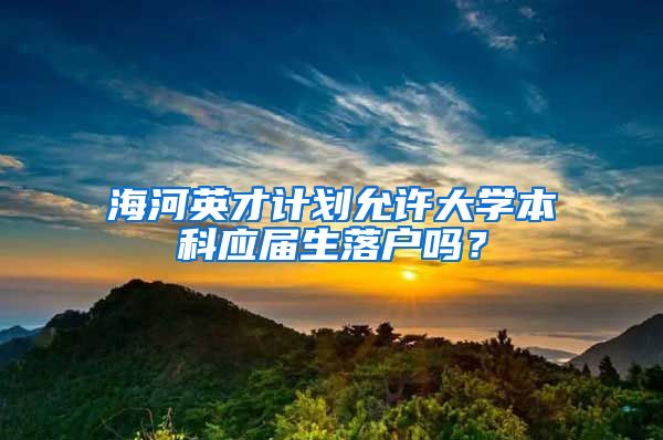 海河英才计划允许大学本科应届生落户吗？