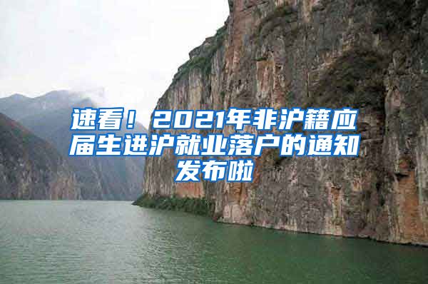 速看！2021年非沪籍应届生进沪就业落户的通知发布啦