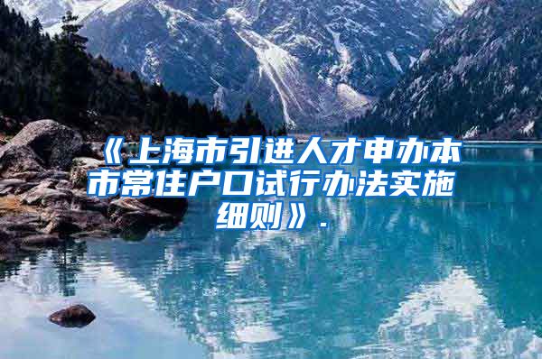 《上海市引进人才申办本市常住户口试行办法实施细则》.