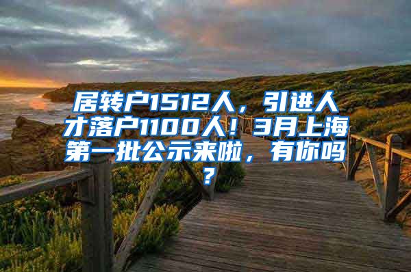 居转户1512人，引进人才落户1100人！3月上海第一批公示来啦，有你吗？