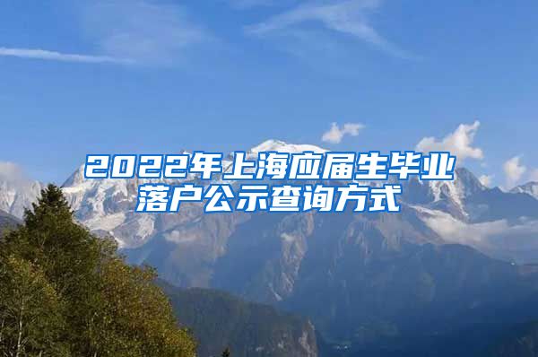 2022年上海应届生毕业落户公示查询方式