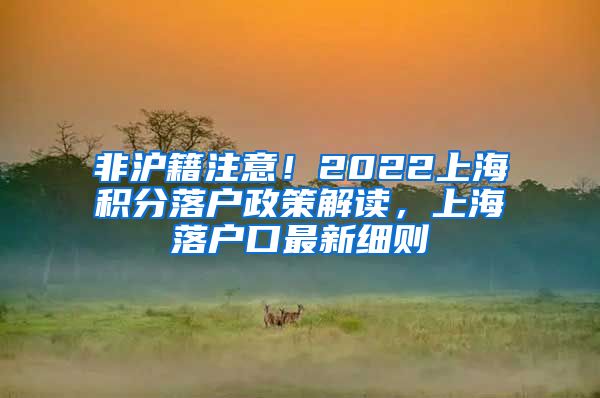 非沪籍注意！2022上海积分落户政策解读，上海落户口最新细则