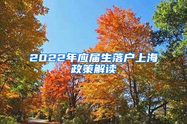 2022年应届生落户上海政策解读