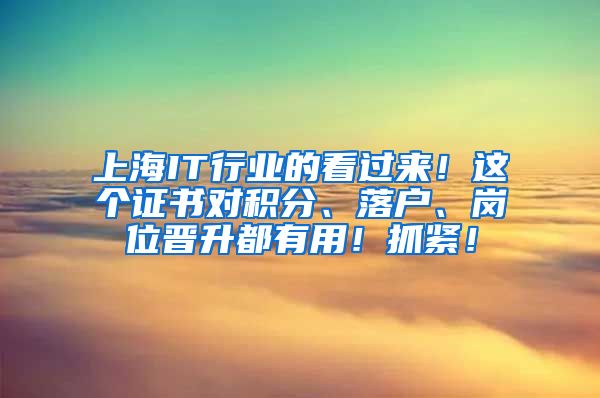 上海IT行业的看过来！这个证书对积分、落户、岗位晋升都有用！抓紧！