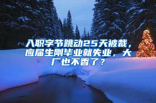 入职字节跳动25天被裁，应届生刚毕业就失业，大厂也不香了？