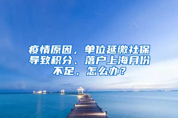 疫情原因，单位延缴社保导致积分、落户上海月份不足，怎么办？