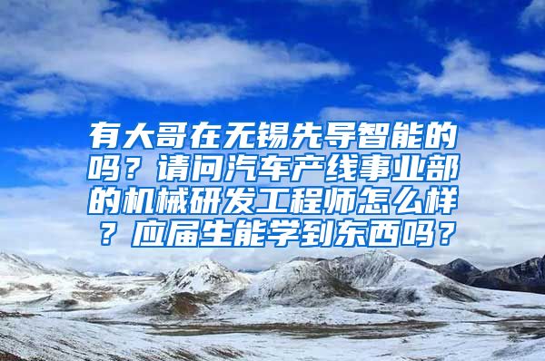 有大哥在无锡先导智能的吗？请问汽车产线事业部的机械研发工程师怎么样？应届生能学到东西吗？