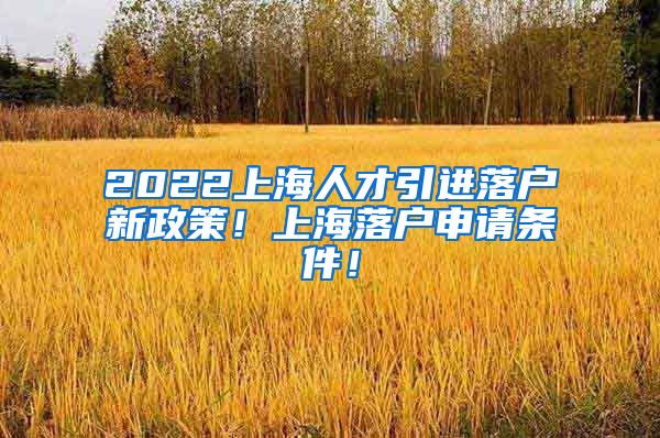 2022上海人才引进落户新政策！上海落户申请条件！