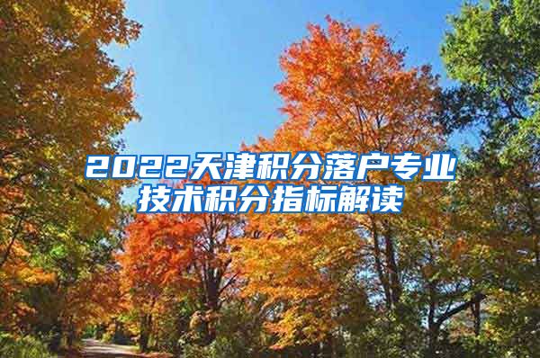 2022天津积分落户专业技术积分指标解读