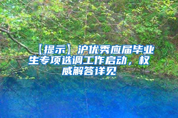 【提示】沪优秀应届毕业生专项选调工作启动，权威解答详见↓