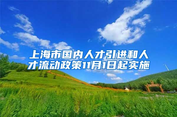 上海市国内人才引进和人才流动政策11月1日起实施