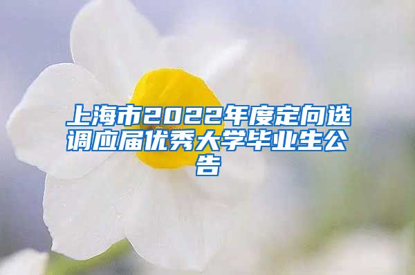 上海市2022年度定向选调应届优秀大学毕业生公告