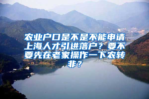 农业户口是不是不能申请上海人才引进落户？要不要先在老家操作一下农转非？