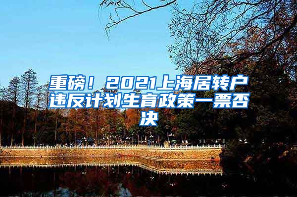 重磅！2021上海居转户违反计划生育政策一票否决