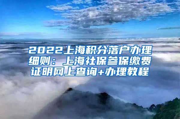 2022上海积分落户办理细则：上海社保参保缴费证明网上查询+办理教程